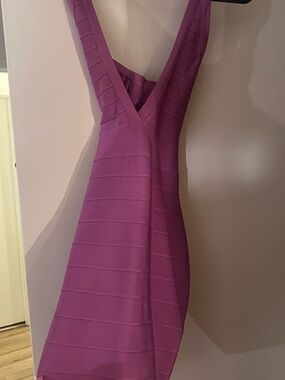 Plunge V-Neck Purple Bandage Dress
